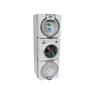 OUTLET SWT SOCK RCD IP66 3P 10A 500V GRY