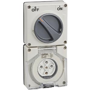 OUTLET SWITCHED IP66 5PIN 20A 500V LE GR